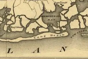 Map shows present day Barnum Island, once part of Hog Island